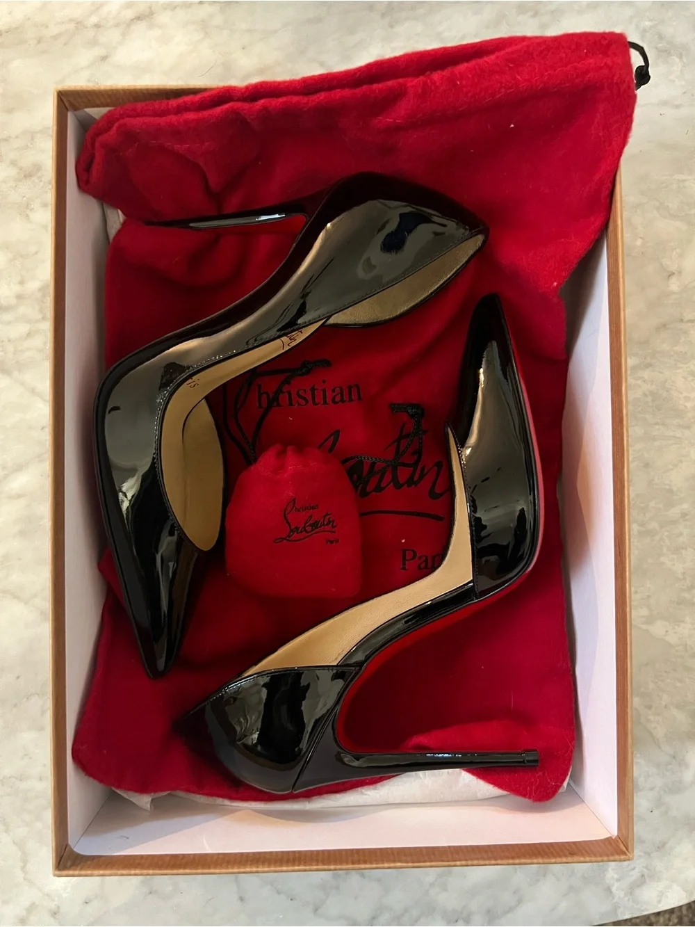 Christian Louboutin IRIZA100 Black Patent Pumps, Size 35-Worn Twice,Box Included